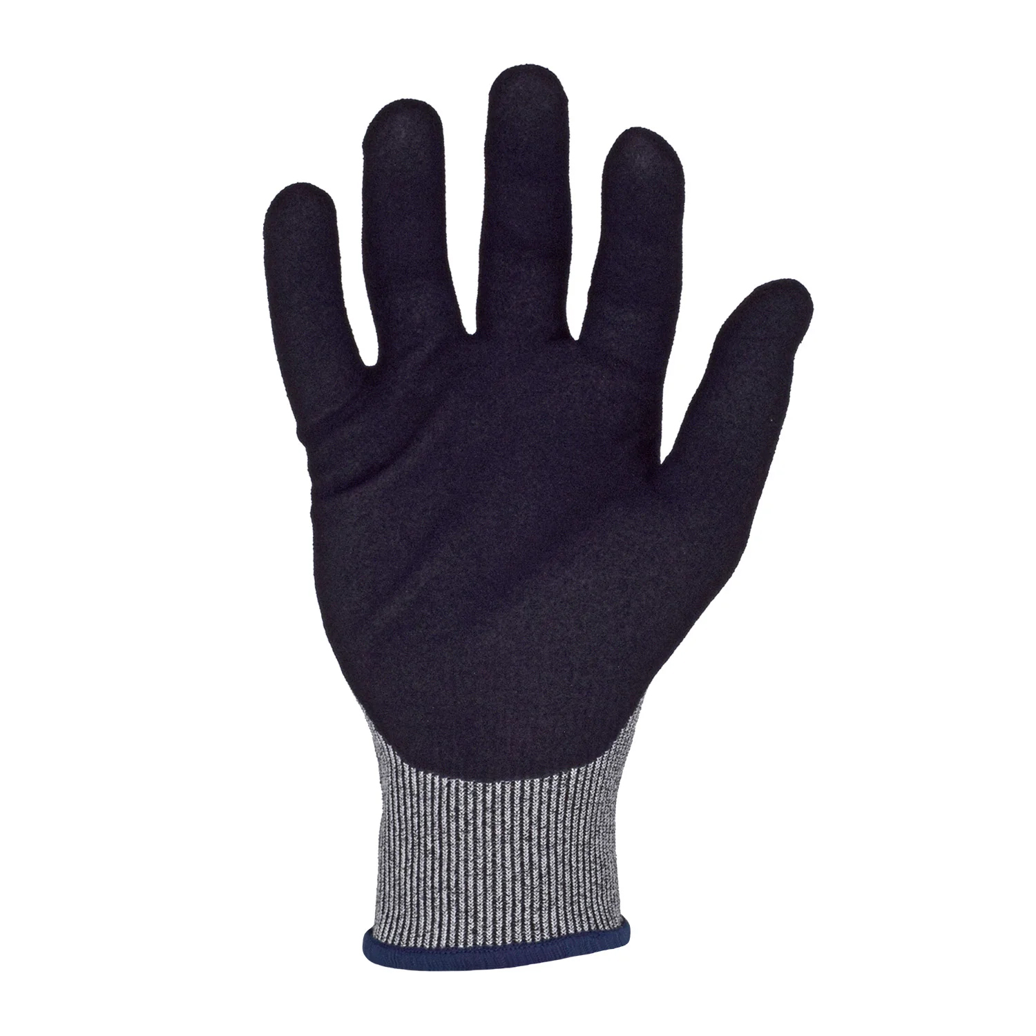 Azusa Safety BLUWOLF 18 Gauge HPPE Blended ANSI A4 Cut Resistant Gloves with Sandy Foam Nitrile Palm Coating and Finger/Knuckle Guards, M