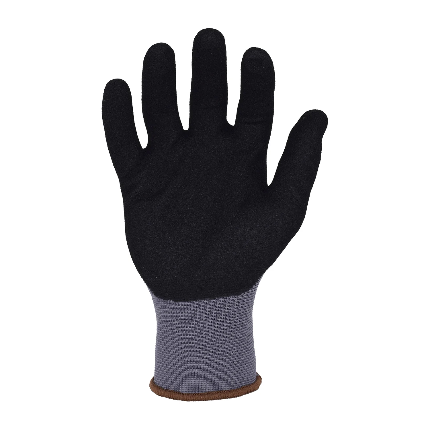 Azusa Safety Commander 15 Gauge Black Nylon/Spandex Work Gloves with Sandy Foam Nitrile Palm Coating, S