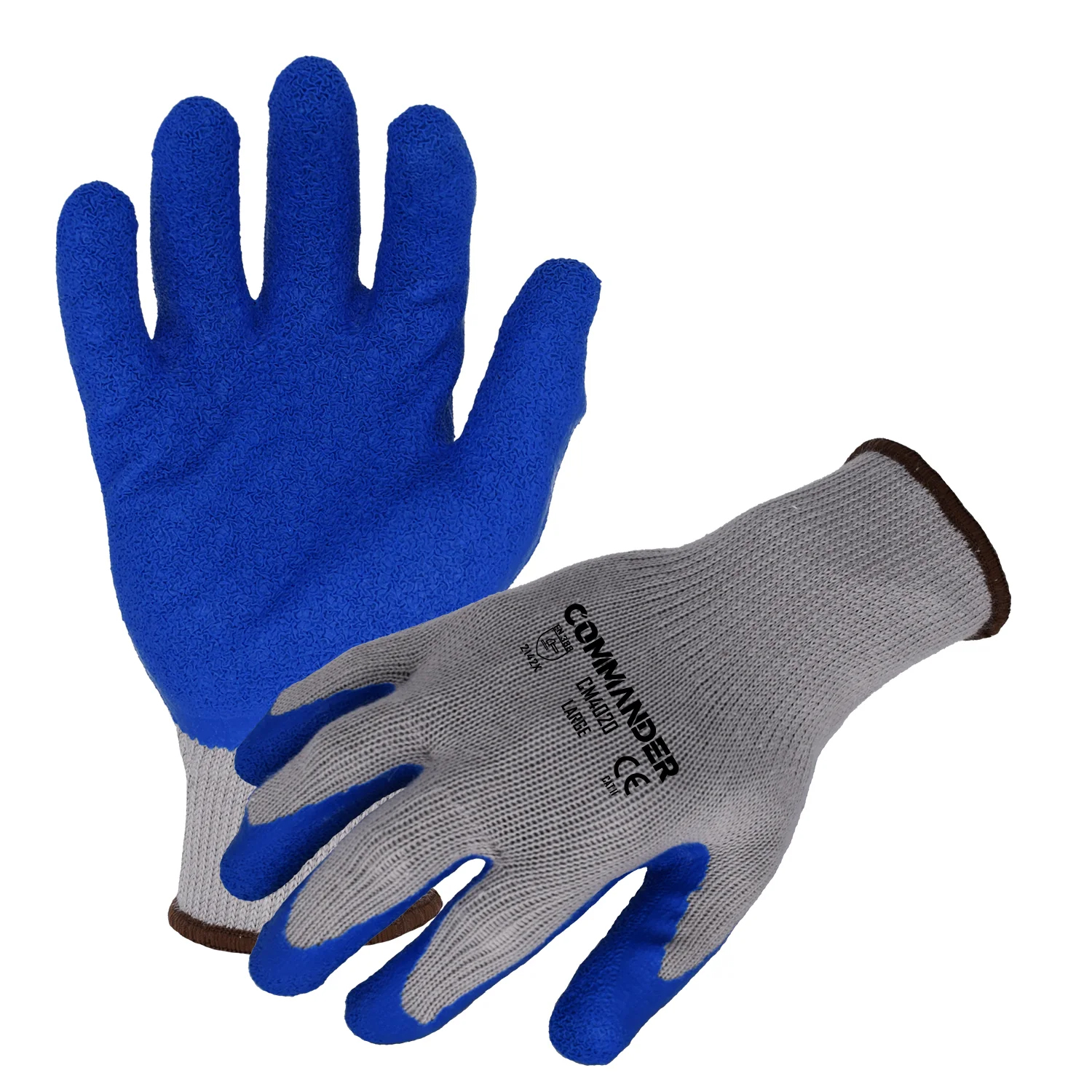 Azusa Safety Commander 10 Gauge Polyester/Cotton Work Gloves with Latex  Palm Coating, L