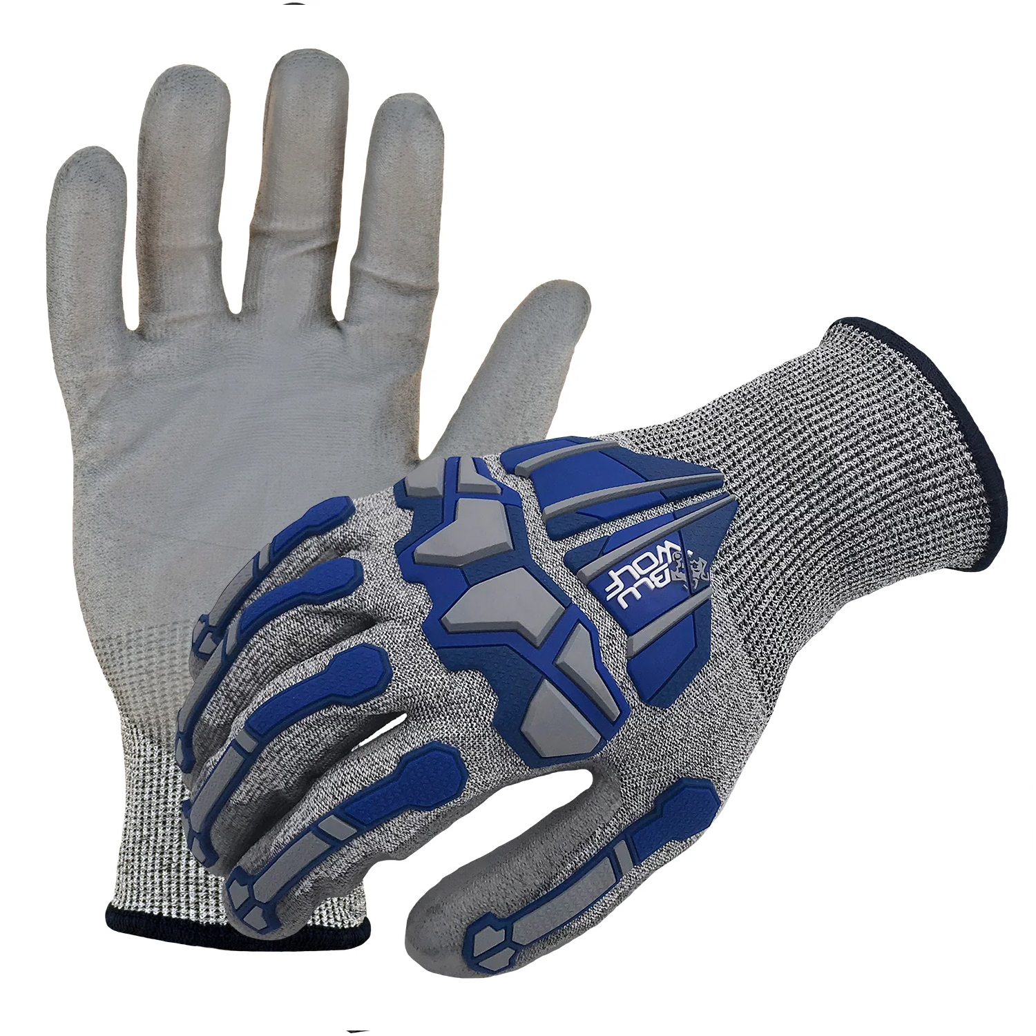 Azusa Safety BLUWOLF 18 Gauge HPPE Blended ANSI A4 Cut Resistant Gloves with Finger Guards, L