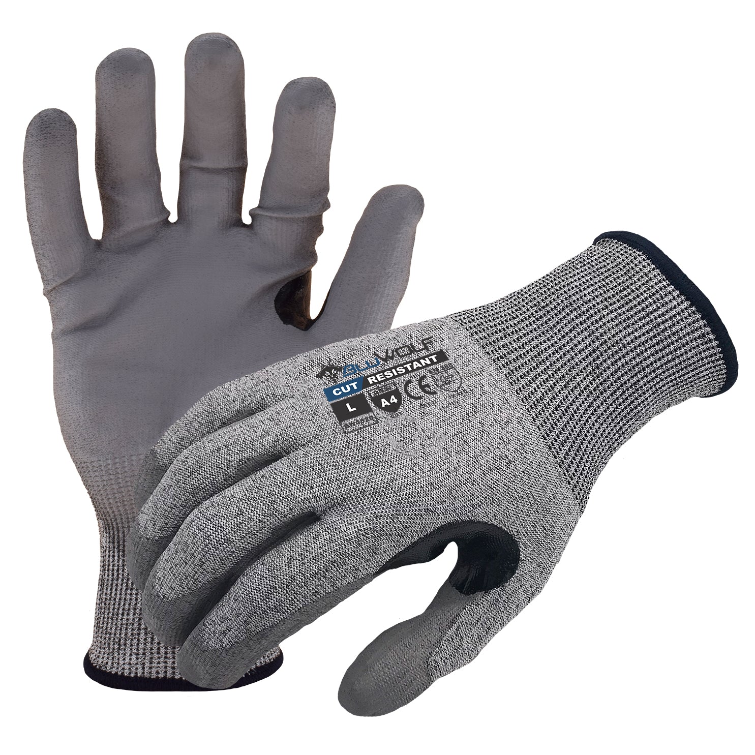 Azusa Safety BLUWOLF 18 Gauge HPPE Blended ANSI A4 Cut Resistant Gloves with Reinforced Thumb Crotch, XL