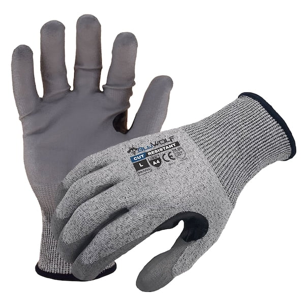 Azusa Safety BLUWOLF 18 Gauge HPPE Blended ANSI A4 Cut Resistant Gloves with Reinforced Thumb Crotch, S
