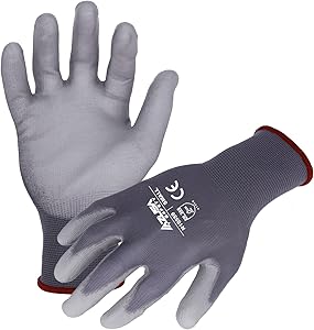 Azusa Safety Commander 13 Gauge Gray Nylon Work Gloves with Polyurethane Palm Coating, S