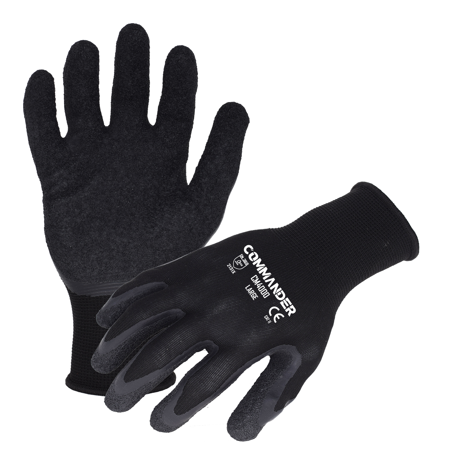 Azusa Safety Commander 13 Gauge Polyester Work Gloves with Latex  Palm Coating, M