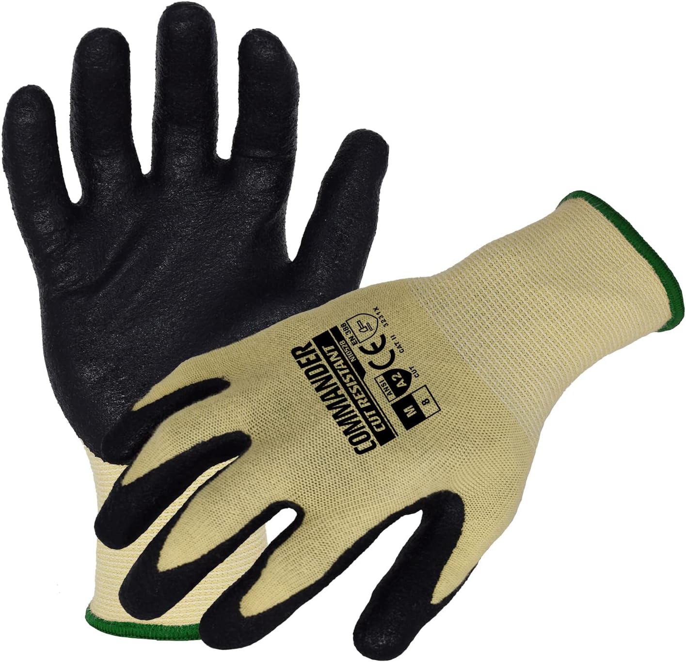 Azusa Safety Commander ANSI A2 Cut Resistant Gloves with 3/4 Foam Nitrile Coating  2XL