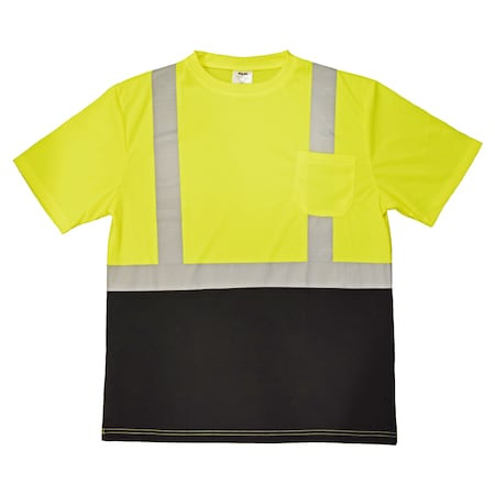 Azusa Safety Hi-Vis ANSI Type R, Class 2 Black Bottom Short Sleeve T-Shirt  XL