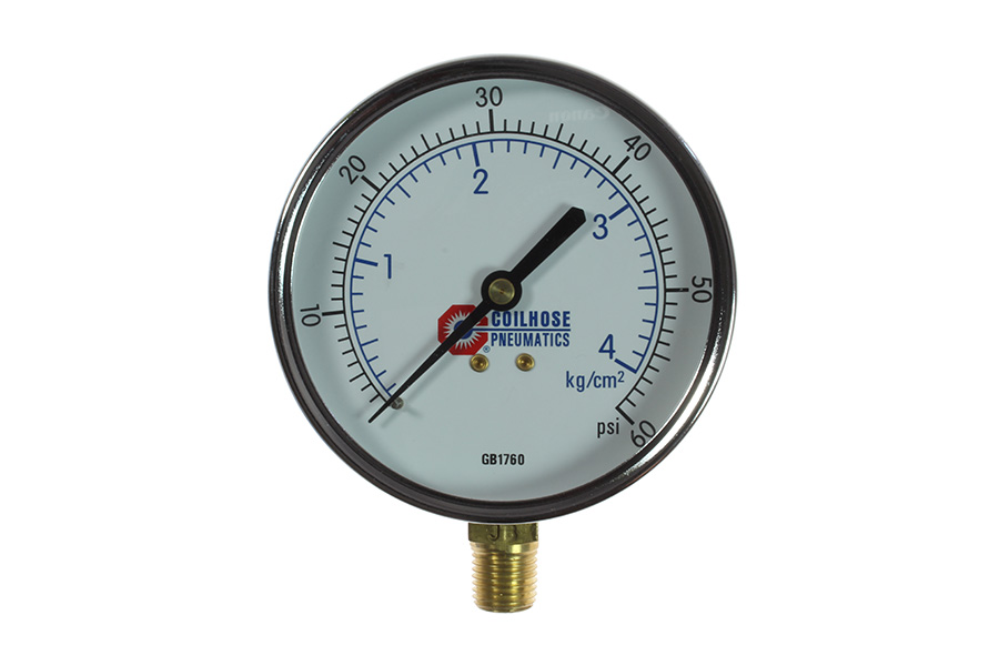 CO GB1760 3 1/2" Chrome Dial Gauge 1/4" Bottom Mount 0-60 PSI