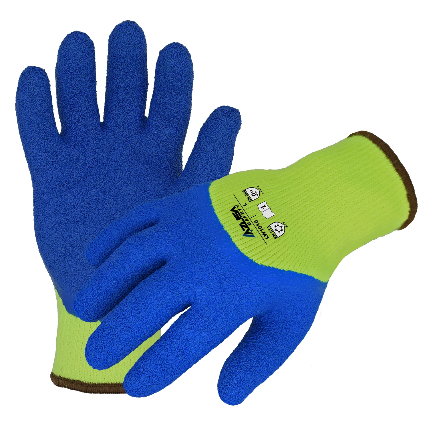 Azusa Safety Hi-Vis Acrylic Winter Gloves with 3/4 Crinkle Latex Coating  2XL