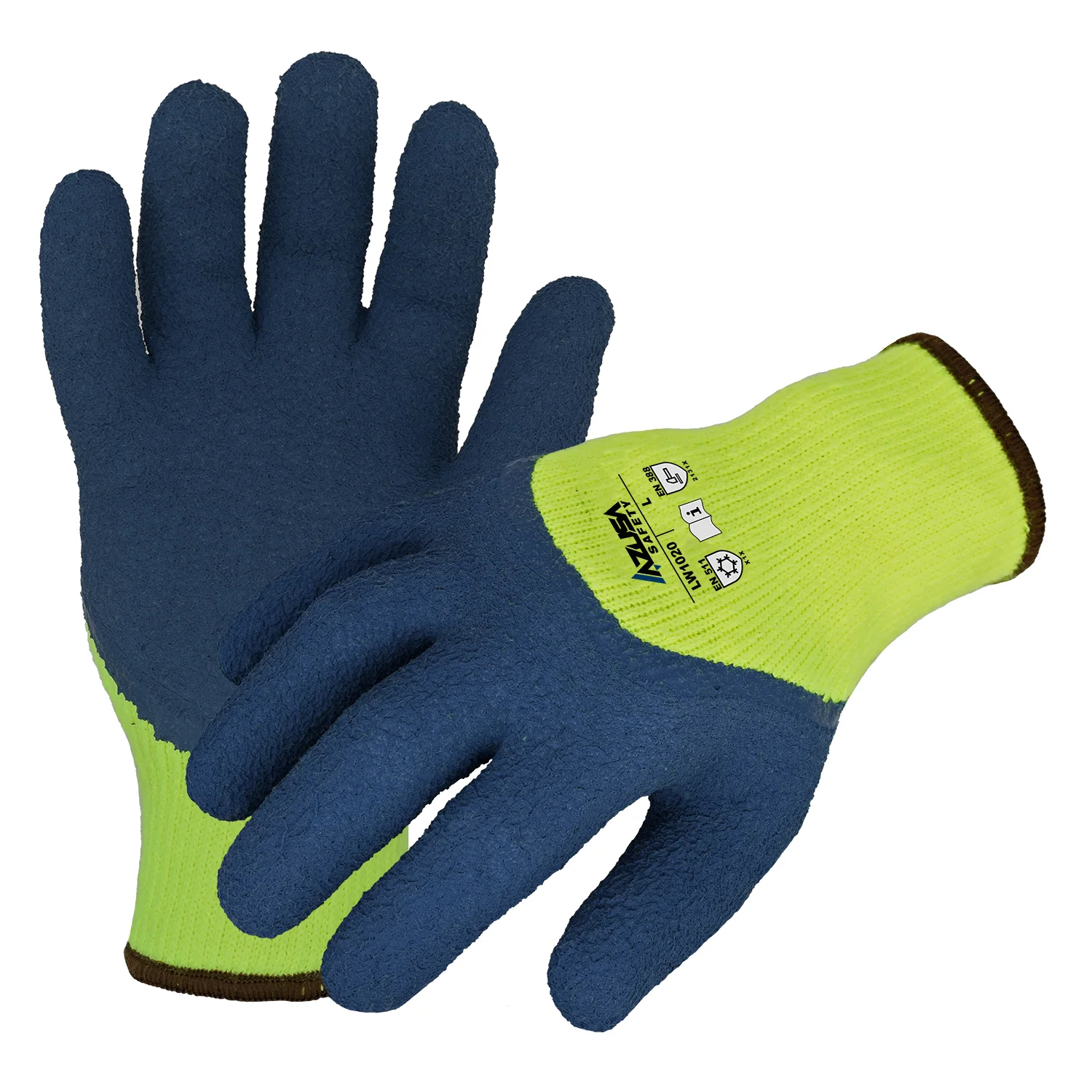 Azusa Safety Hi-Vis Acrylic Winter Gloves with 3/4 Foam Latex Coating  M