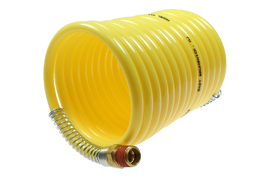 CO N38-124B NYLON COIL, 3/8" ID X 12', 1/4" NPT SWIVEL FITTINGS, YELLOW