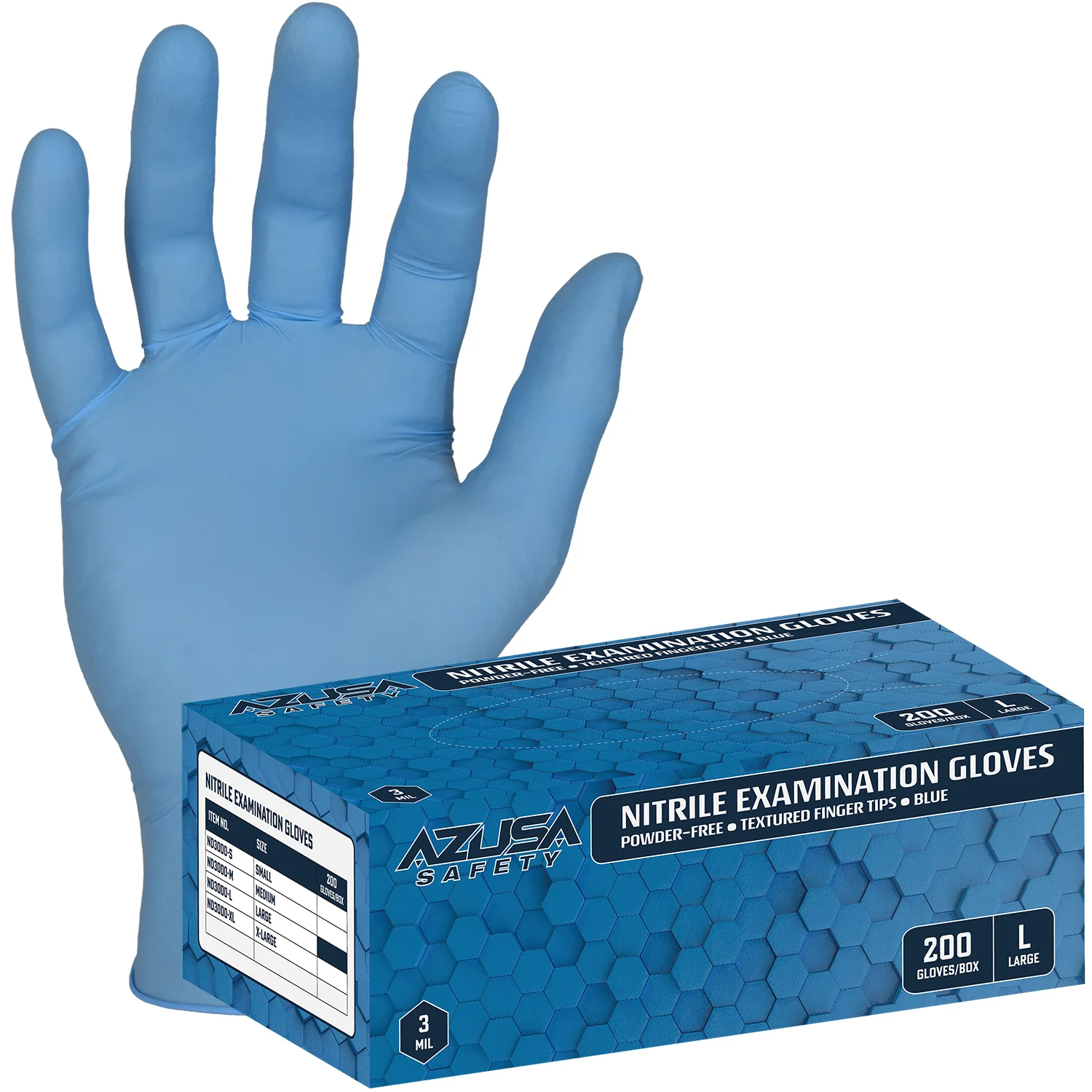 Azusa Safety Disposable Powder Free Nitrile Exam Gloves (200/BX) XL