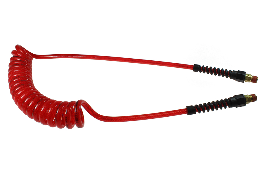 CO PUE38-10B-TR Flexeel Coil, 3/8" ID x 10', 3/8" MPT Swivel, Transparent Red