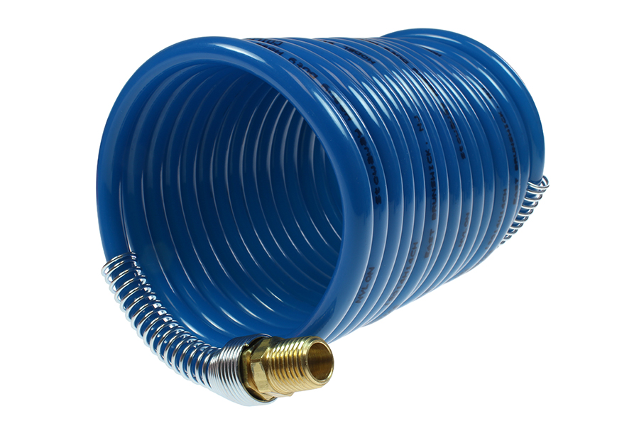 CO S38-124 Stowaway Coil, 3/8" ID X 12', 1/4" NPT RIGID FITTINGS, BLUE