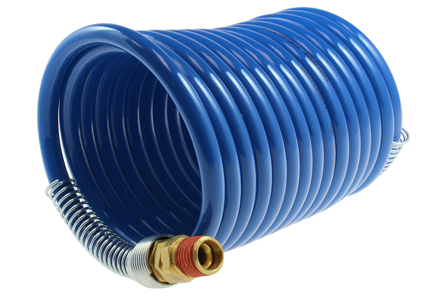 CO S38-12A Stowaway Coil, 3/8" ID X 12', 3/8" NPT RIGID & SWIVEL FITTINGS, BLUE
