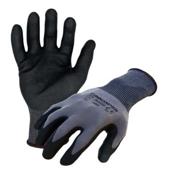 Azusa Safety Commander 15 Gauge Black Nylon/Spandex Work Gloves with Micro Foam Nitrile Palm Coating, 2XL