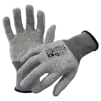 Azusa Safety BLUWOLF 18-Gauge Seamless HPPE-Blended Uncoated ANSI A4 Cut Resistant Work Gloves, M