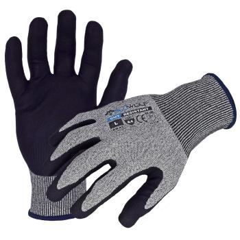 Azusa Safety BLUWOLF 18 Gauge HPPE Blended ANSI A4 Cut Resistant Gloves with Nitrile/Polyurethane Palm Coating, XL