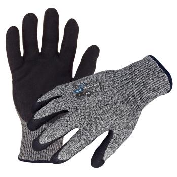 Azusa Safety BLUWOLF 13 Gauge HPPE Blended ANSI A5 Cut Resistant Gloves, with Sandy Foam Nitrile Palm Coating M