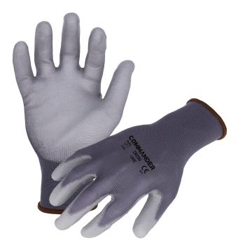 Azusa Safety Commander 13 Gauge Gray Nylon Work Gloves with Polyurethane Palm Coating, L