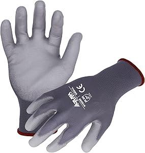 Azusa Safety Commander 13 Gauge Gray Nylon Work Gloves with Polyurethane Palm Coating, S