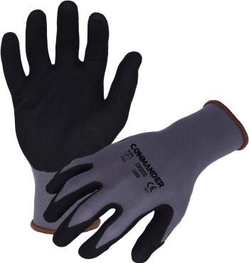 Azusa Safety Commander 15 Gauge Black Nylon/Spandex Work Gloves with Sandy Foam Nitrile Palm Coating, XL