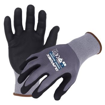 Azusa Safety Dura-Dex 15 Gauge Gray Nylon/Spandex Blended Work Gloves with Dura Foam Nitrile/Polyurethane Palm Coating, S