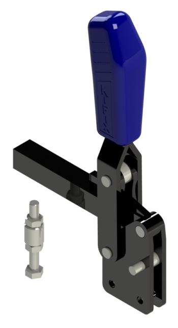 Vertical Hold-Down Toggle Clamp, Straight Base, 2090 lb force, 125 degree opening angle