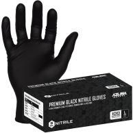 Azusa Safety Textured Black Disposable Powder Free Nitrile Exam Gloves (100/BX) L