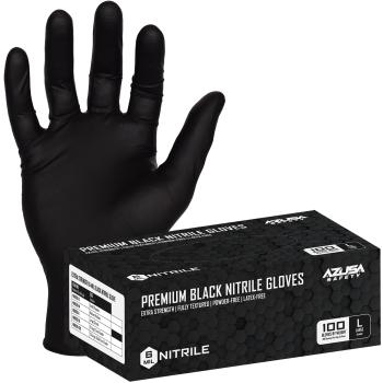 Azusa Safety Textured Black Disposable Powder Free Nitrile Exam Gloves (100/BX) 2XL