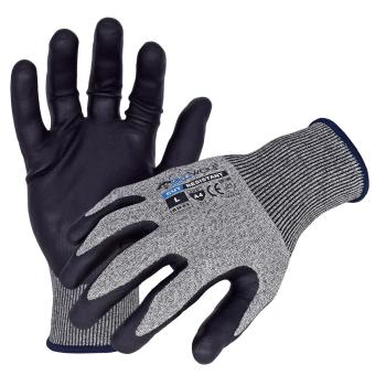 Azusa Safety BLUWOLF 18 Gauge HPPE Blended ANSI A4 Cut Resistant Gloves with Ultra-Foam Nitrile/Polyurethane Palm Coating, S