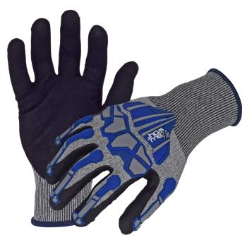 Azusa Safety BLUWOLF 18 Gauge HPPE Blended ANSI A4 Cut Resistant Gloves with Sandy Foam Nitrile Palm Coating and Finger/Knuckle Guards, M