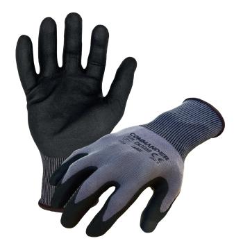 Azusa Safety Commander 15 Gauge Black Nylon/Spandex Work Gloves with Sandy Foam Nitrile Palm Coating, S